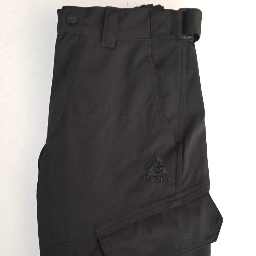 Gerry Men‎ Black Snow Ski Cargo Pants 4-Way Stretch Fleece Lined Sz Small 32X31